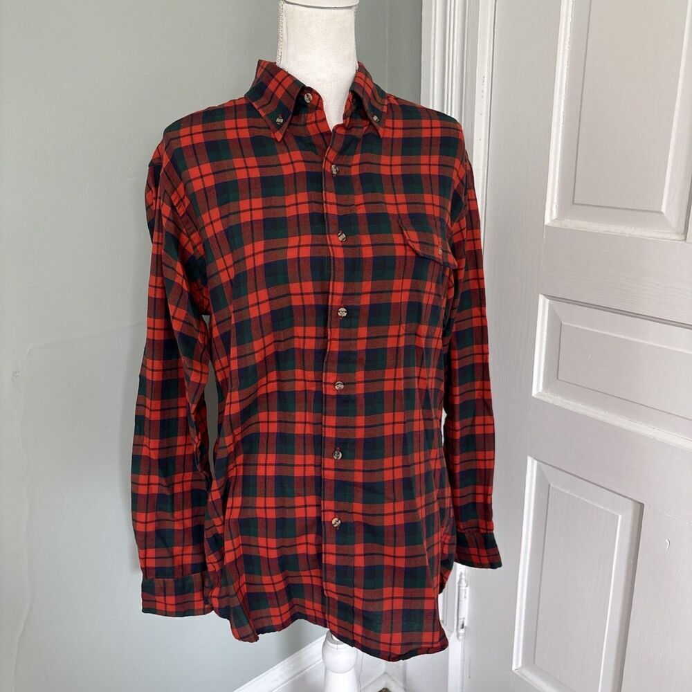 1950s Vintage McGregor‎ Sportswear Flannel Plaid  Shirt Red Mens Medium